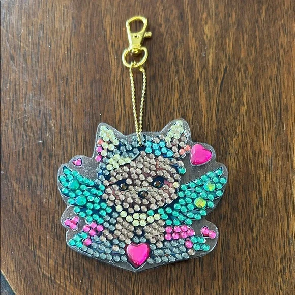 Colorful Rhinestone Yorkie Keychain - Picture 1 of 4